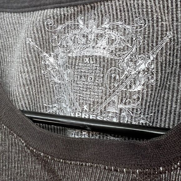 Express Long Sleeve Cotton Blend Henley Brown Shirt Crew Neck XL - Picture 3 of 5